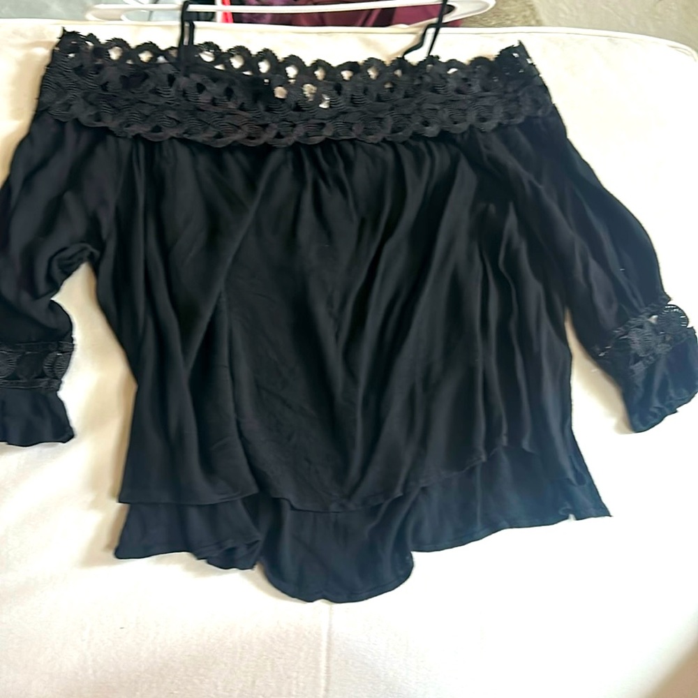 JOA Los Angeles Black Crepe Blouse